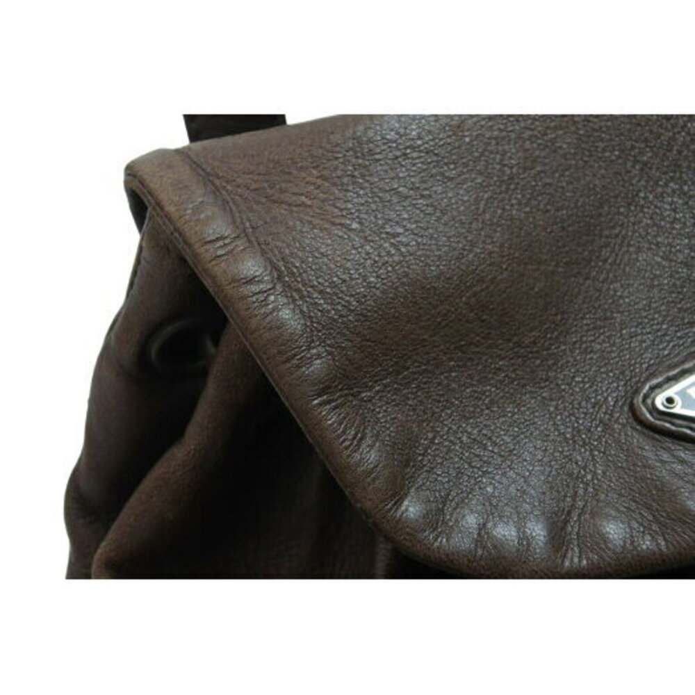Prada Backpack Daypack Triangular Plate Brown Lea… - image 5